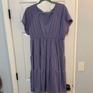 Chic Soul Lavender Tiered V-Neck Dress